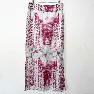 Escada Sport Long Pink Tie Dye Silk Blend Long Maxi Skirt Sz 38